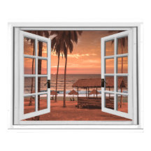 Sunset Coast Beach Ocean Fake Ansicht