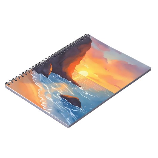 Sunset Coast | Beach Ocean Waves Notizblock (Linke Seite)