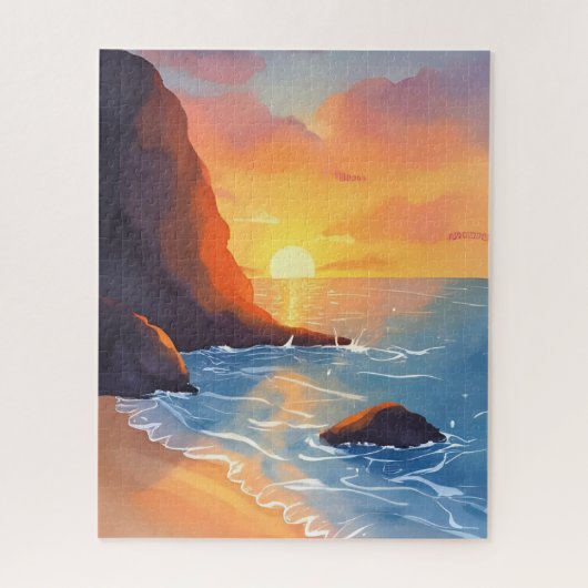 Sunset Coast | Beach Ocean Waves Puzzle (Vertikal)