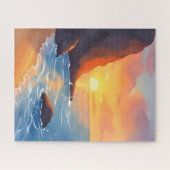 Sunset Coast | Beach Ocean Waves Puzzle (Horizontal)