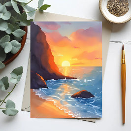 Sunset Coast | Meereswellen Postkarte