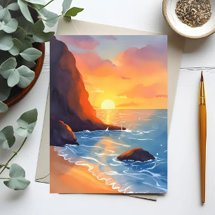 Sunset Coast Meereswellen Postkarte