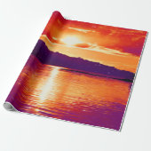 Sunset Coastal Beach Orange Lila Art Decoute Geschenkpapier (Ungerollt)