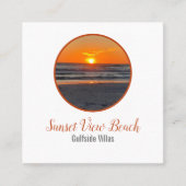 Sunset Coastal Beach Resort Quadratische Visitenkarte (Vorderseite)