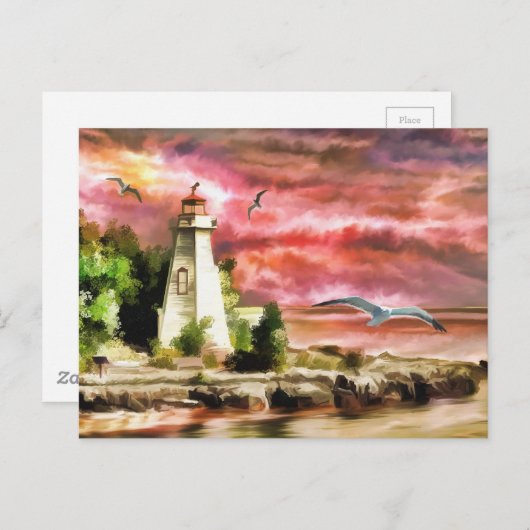 Sunset Coastal Lighthouse Postkarte (Vorne/Hinten)