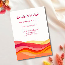 Sunset Color Waves Modern Wedding Einladung
