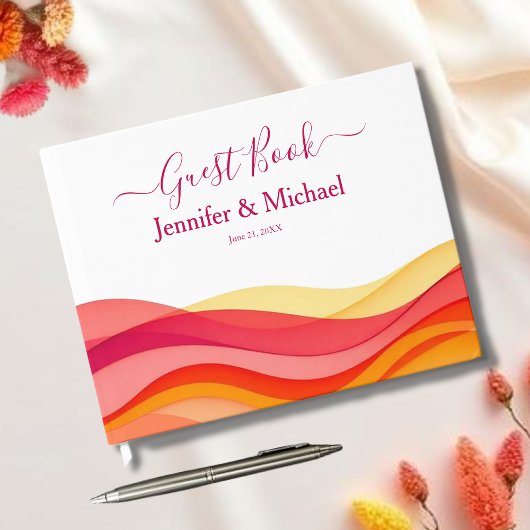 Sunset Color Waves Modern Wedding Gästebuch