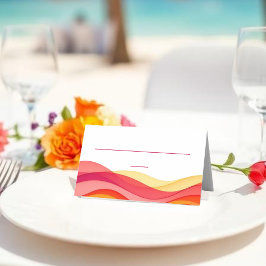 Sunset Color Waves Modern Wedding Platzkarte