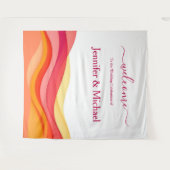 Sunset Color Waves Modern Wedding Sign Wandteppich (Vorderseite (Horizontal))