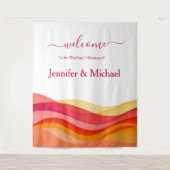 Sunset Color Waves Modern Wedding Sign Wandteppich (Vorderseite)