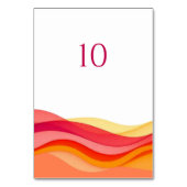 Sunset Color Waves Modern Wedding Tischnummer (Vorderseite)