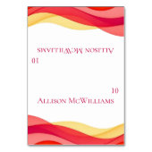 Sunset Color Waves Modern Wedding Tischnummer (Vorderseite)
