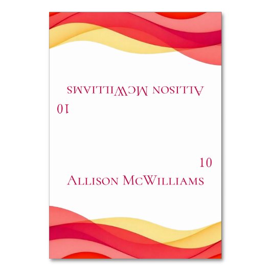 Sunset Color Waves Modern Wedding Tischnummer (Vorderseite)