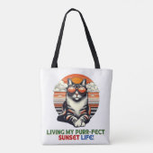 Sunset Cool Cat Tasche (Rückseite)