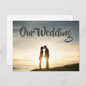 Sunset Couple Custom Text Wedding Einladungen (Vorne/Hinten)