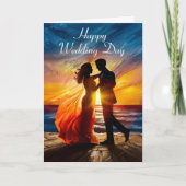 Sunset Couple Personalisiert Wedding Karte (Vorderseite)