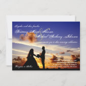 Sunset Couple Silhouette Einladung Hochzeit (Vorderseite)