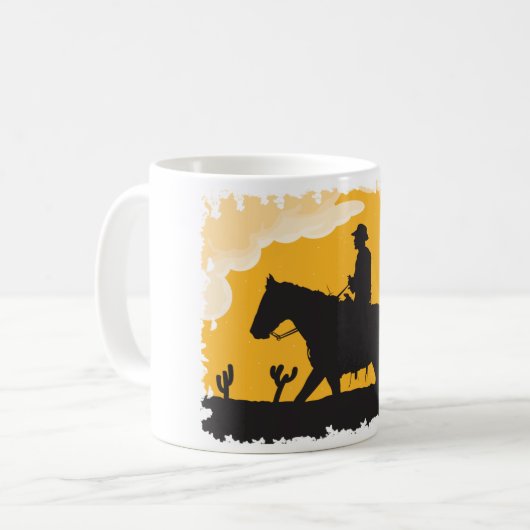 Sunset Cowboy Kaffeetasse (Vorderseite Links)
