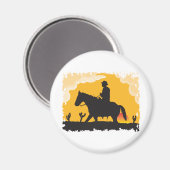 Sunset Cowboy Magnet (Vorderseite/Rückseite)