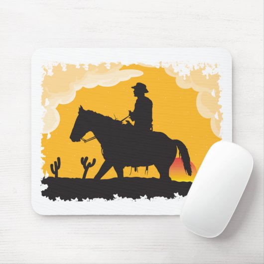 Sunset Cowboy Mousepad (Mit Mouse)