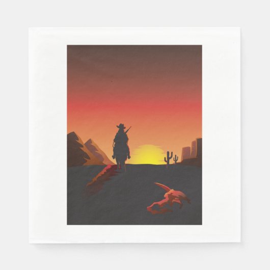 Sunset Cowboy Paper Napkins Serviette (Vorderseite)