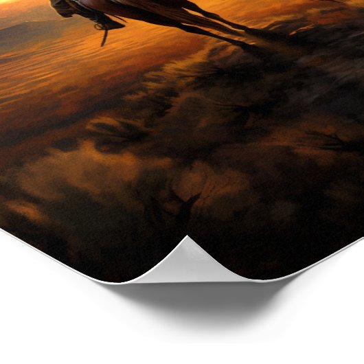 Sunset Cowboy Poster (Ecke)