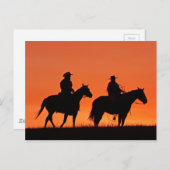 Sunset Cowboy Ride Design Postkarte (Vorne/Hinten)