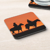 Sunset Cowboy Ride Design Untersetzer (Linke Seite)