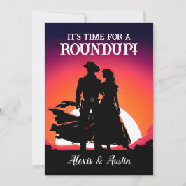 Sunset Cowboy und Cowgirl Runde Up Jubiläum Einladung