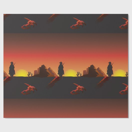 Sunset Cowboy Wrapping Paper Geschenkpapier (Flach)