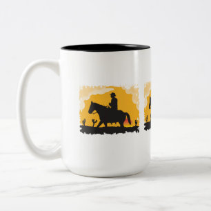Sunset Cowboy Zweifarbige Tasse