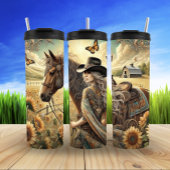 Sunset Cowgirl in Bloom Thermosbecher