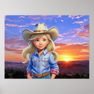 Sunset Cowgirl Poster