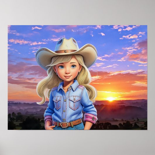 Sunset Cowgirl Poster (Vorne)