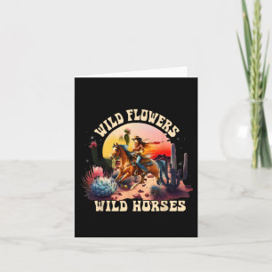 Sunset Cowgirl Riding Horse Wilde Blume - Wild Ho Karte
