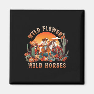 Sunset Cowgirl Riding Horse Wilde Blume - Wild Ho Magnet