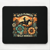 Sunset Cowgirl Riding Horse Wilde Blume - Wild Ho Mousepad (Vorne)