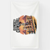 Sunset Cowgirl Skeleton Reiten Banner (Vertikal)