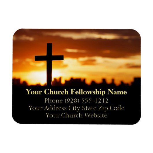 Sunset Cross2 Church Pasta Business Cards Magnet (Horizontal)