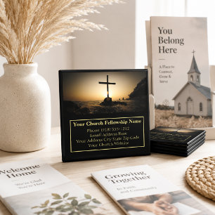 Sunset Cross Church Pastor Business Card Magnet