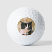 Sunset Custom Cat Vathers Day Beste Katze Vater je Golfball (Vorderseite)