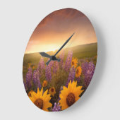 Sunset Daisies Große Wanduhr (Winkel)