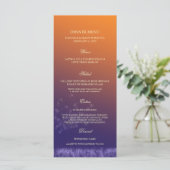 Sunset Dandelions Ombre Weddinner Menükarte (Stehend Vorderseite)