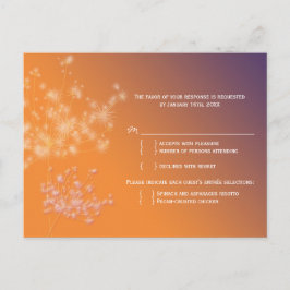 Sunset Dandelions Wedding Menu Choice RSVP Einladungspostkarte