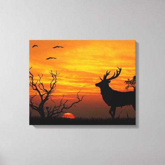 Sunset Deer Leinwanddruck (Vorderseite)