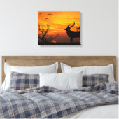 Sunset Deer Leinwanddruck (Insitu (Schlafzimmer))