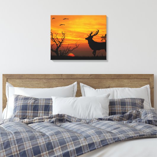 Sunset Deer Leinwanddruck (Insitu (Schlafzimmer))