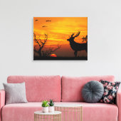 Sunset Deer Leinwanddruck (Insitu (Wohnzimmer))