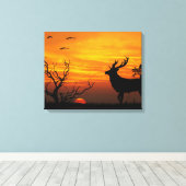 Sunset Deer Leinwanddruck (Insitu (Holzboden))