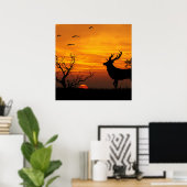Sunset Deer Silhouette Poster (Heimbüro)